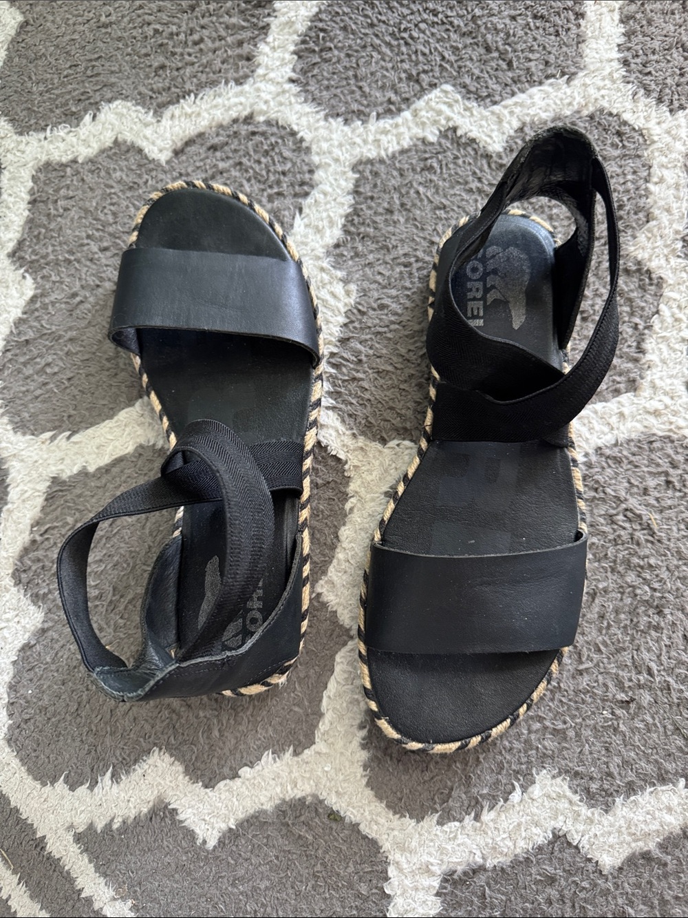 Black Women's Sandals with Elastic Ankle Strap
